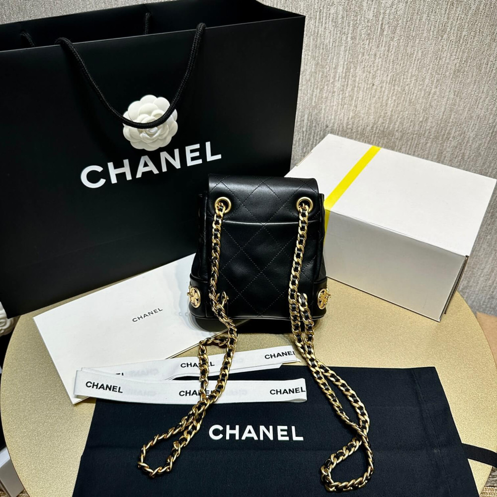 Chanel Small Backpack in Black Calfskin