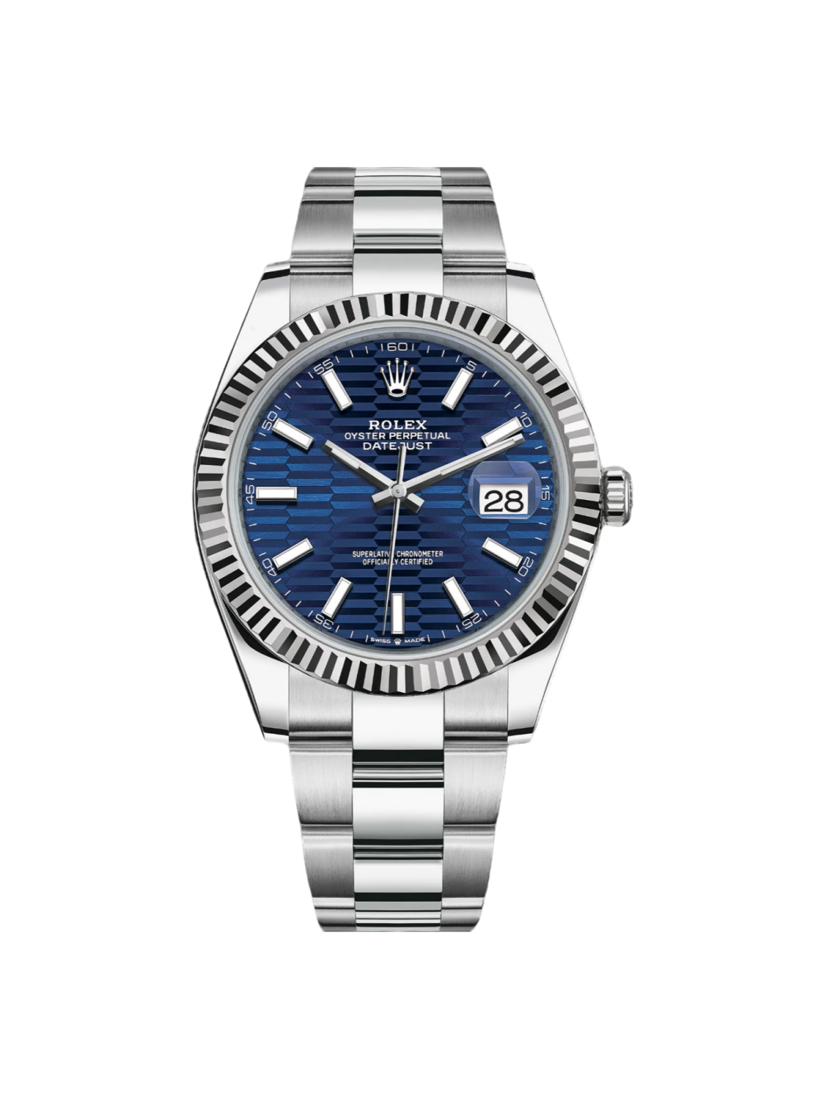 Rolex  Datejust 41mm Blue Fluted Motif Index Dial Jubilee Bracelet Watch - 126334