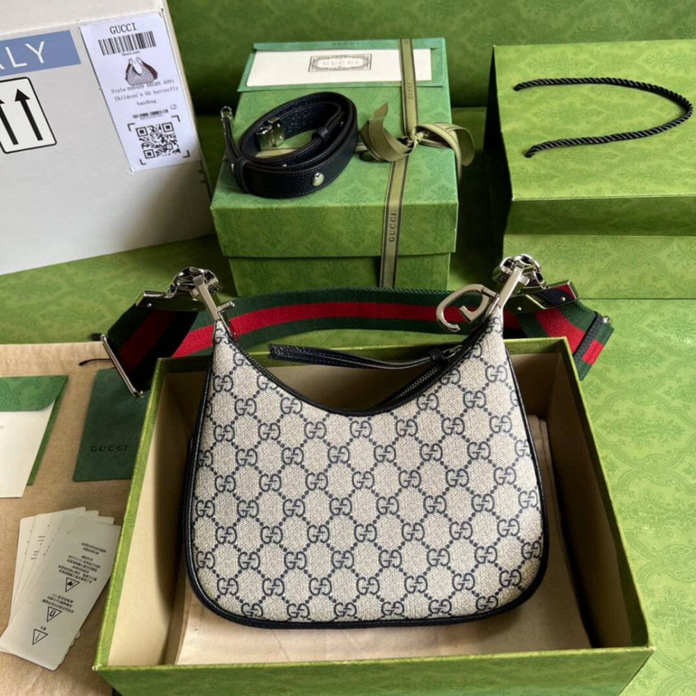 Gucci GG Supreme Attache Small Shoulder Bag Blue
