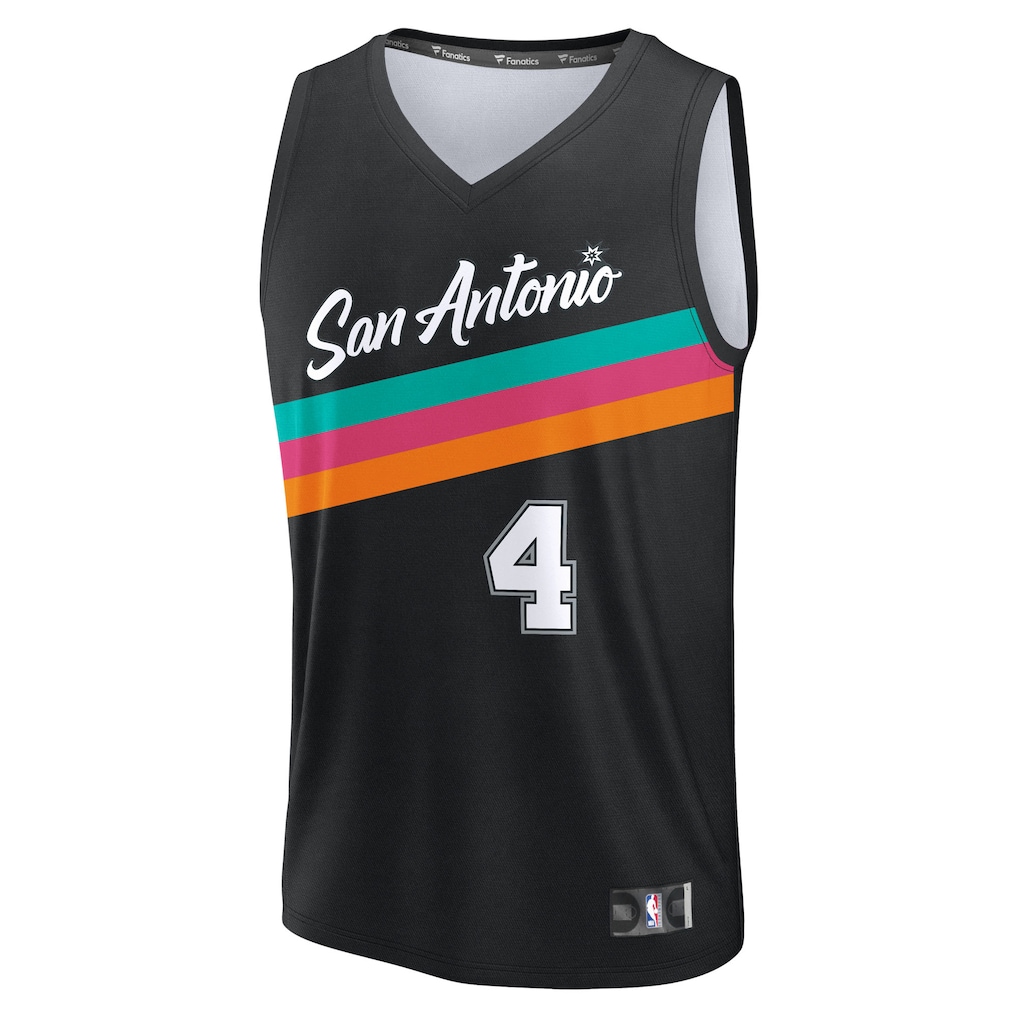 Men's San Antonio Spurs De'Aaron Fox Fanatics Black 2025/26 City Edition Fast Break Jersey