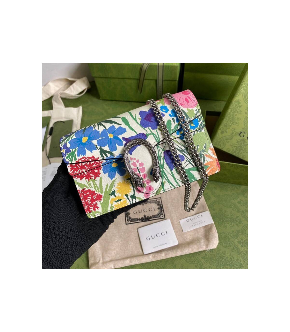 Gucci Dionysus Ken Scott Print Super Mini Bag Ivory
