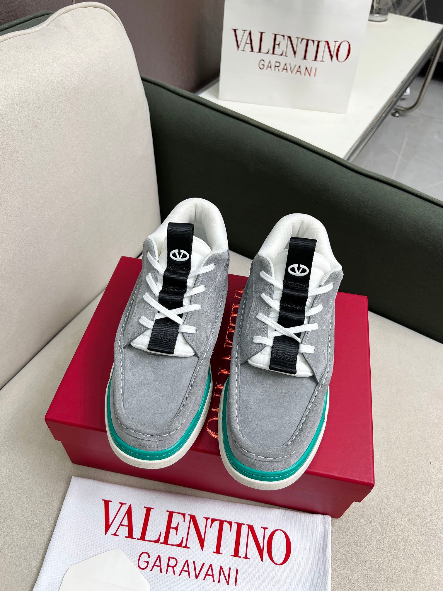 VALENTINO CALFSKIN LEATHER MID-TOP RUNBOOT SNEAKER