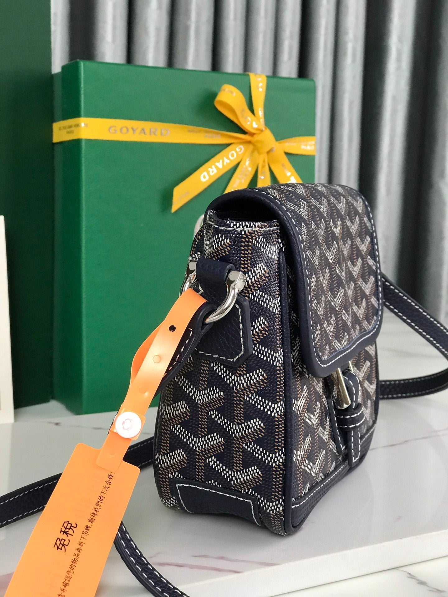 Goyard Grand Bleu 16 Cm Navy Blue Goyardine Canvas And Lambskin