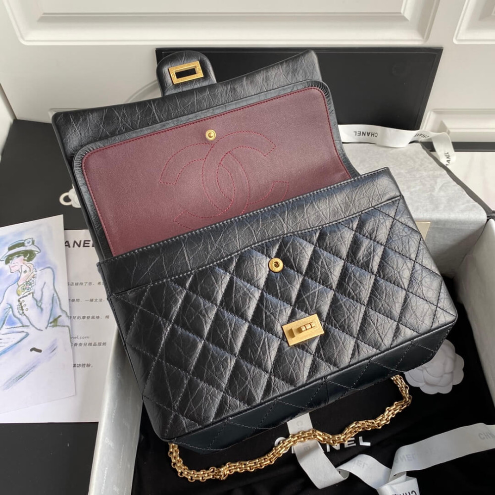 Chanel 2.55 Reissue 227 Aged Calf Black Flap Bag 28cm