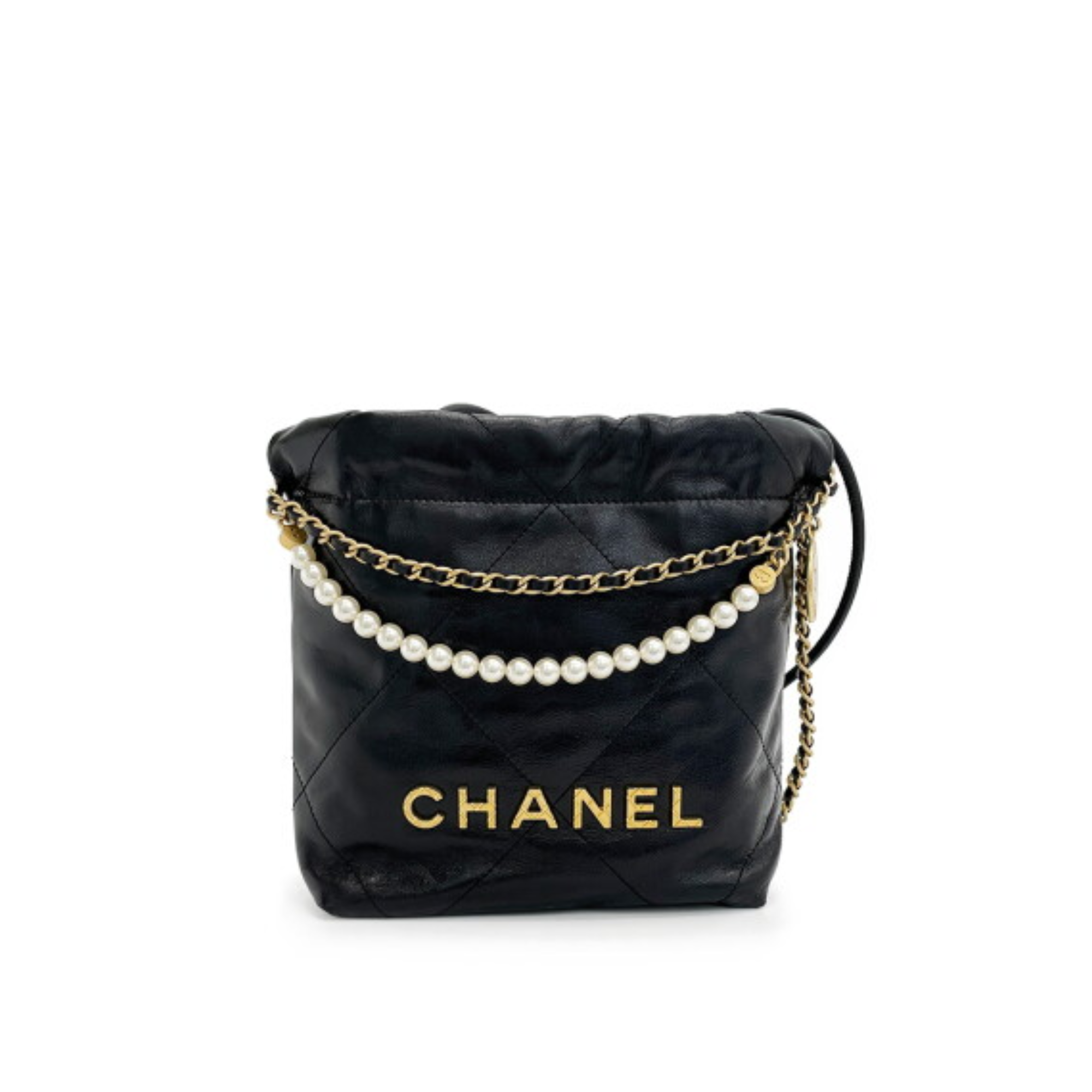 Chanel Pearl Chain Mini Vintage Gold Bag 20cm/7.9in