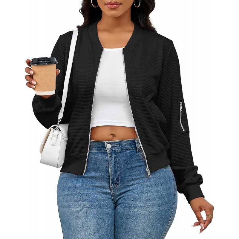 Women Casual Full Zip Up Comfy Loose Long