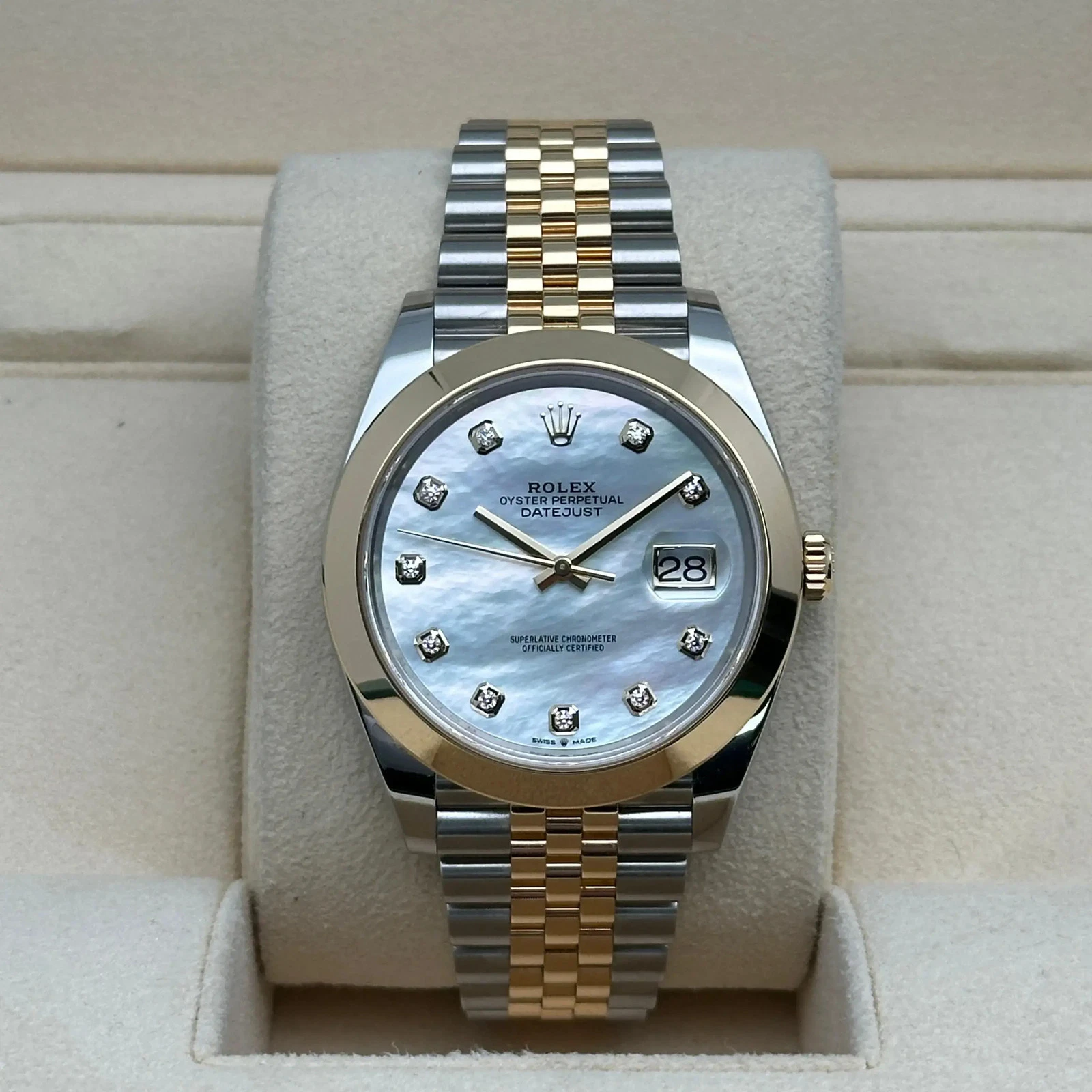 【Super Clone】RLX Datejust 41mm 126303 White MOP Diamond Jubilee Steel and Yellow Gold
