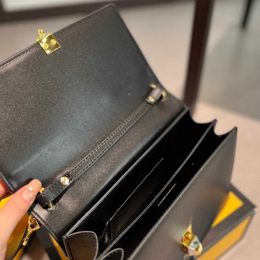 Fendi Logo Embossed Kan I Black 24Cm