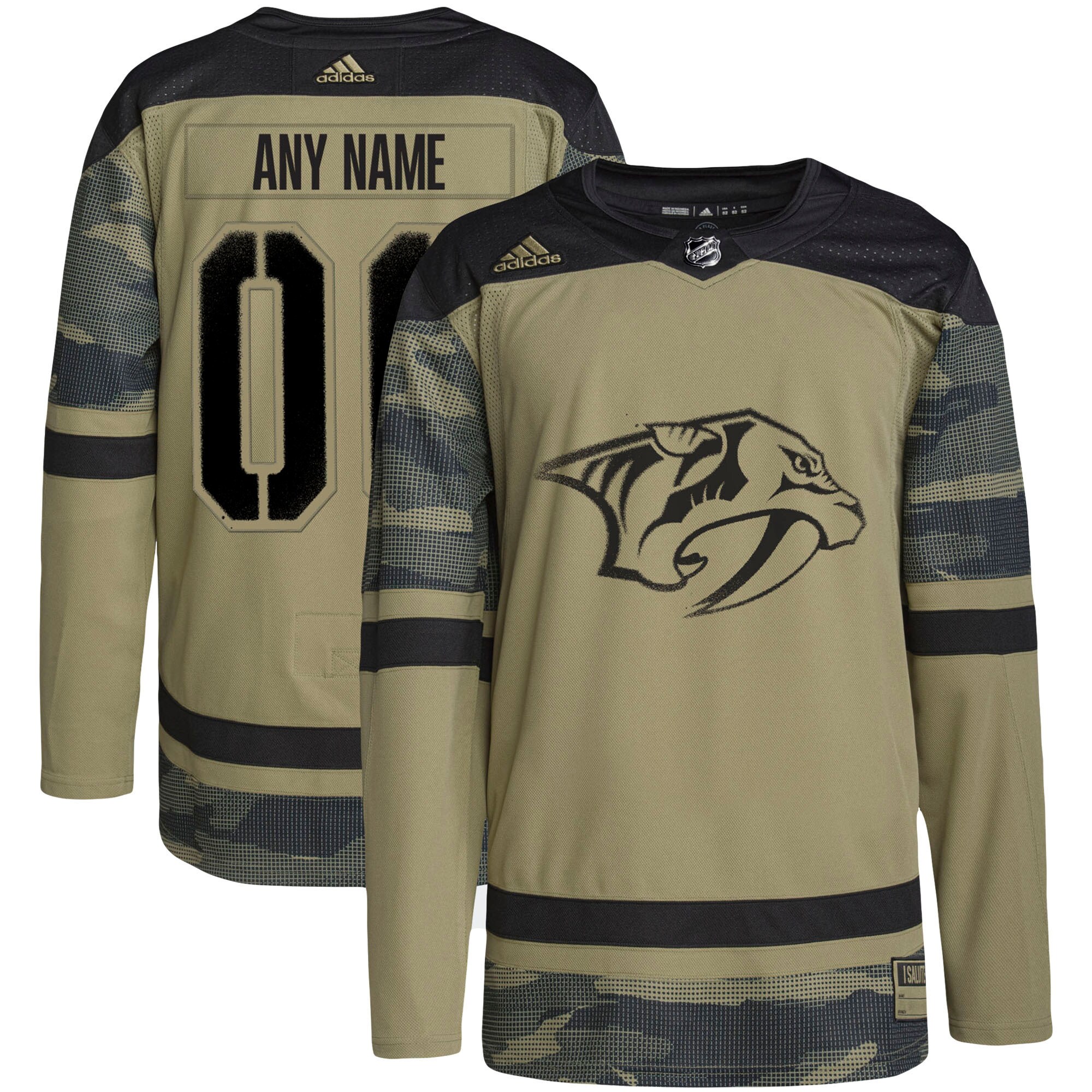 Nashville Predators adidas Military Appreciation Team Authentic Custom Practice Jersey – Camo