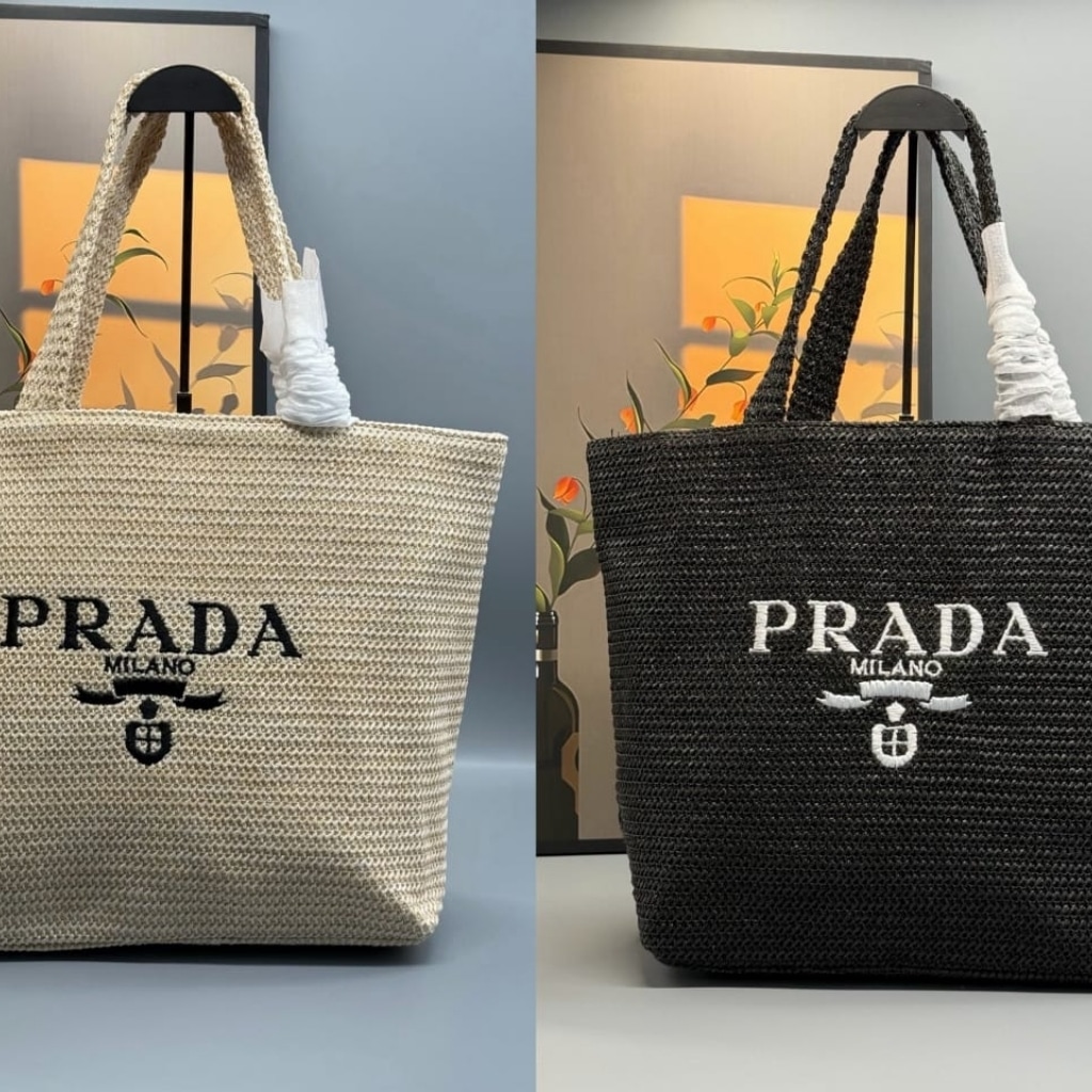 Prada Raffia Tote Bag Natural 32cm 1BG392 2C2T F0018 V OOL