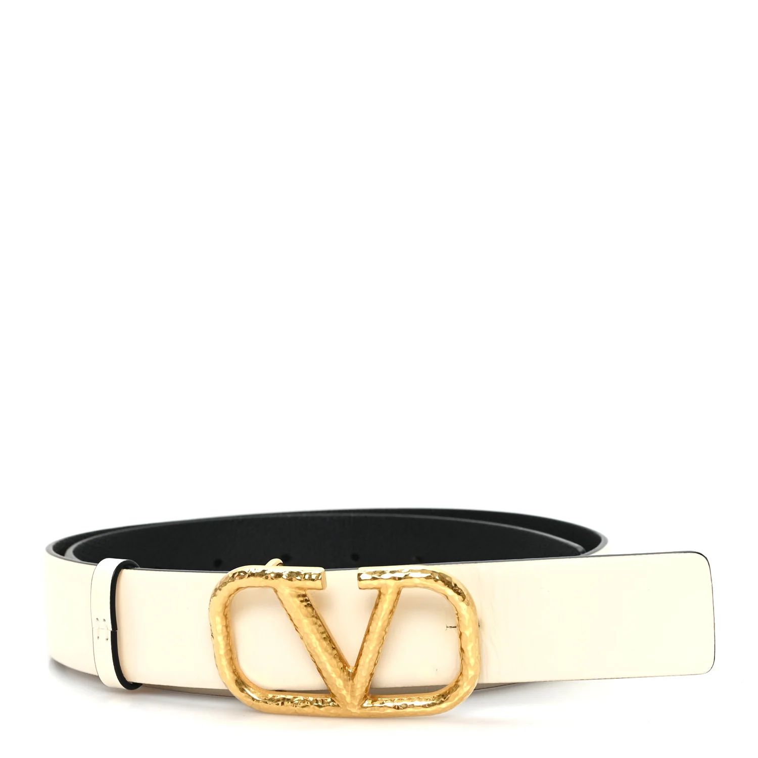 Glossy Calfskin Grainy Calfskin Hammered VLogo Reversible 30mm Belt 80 32 White Black