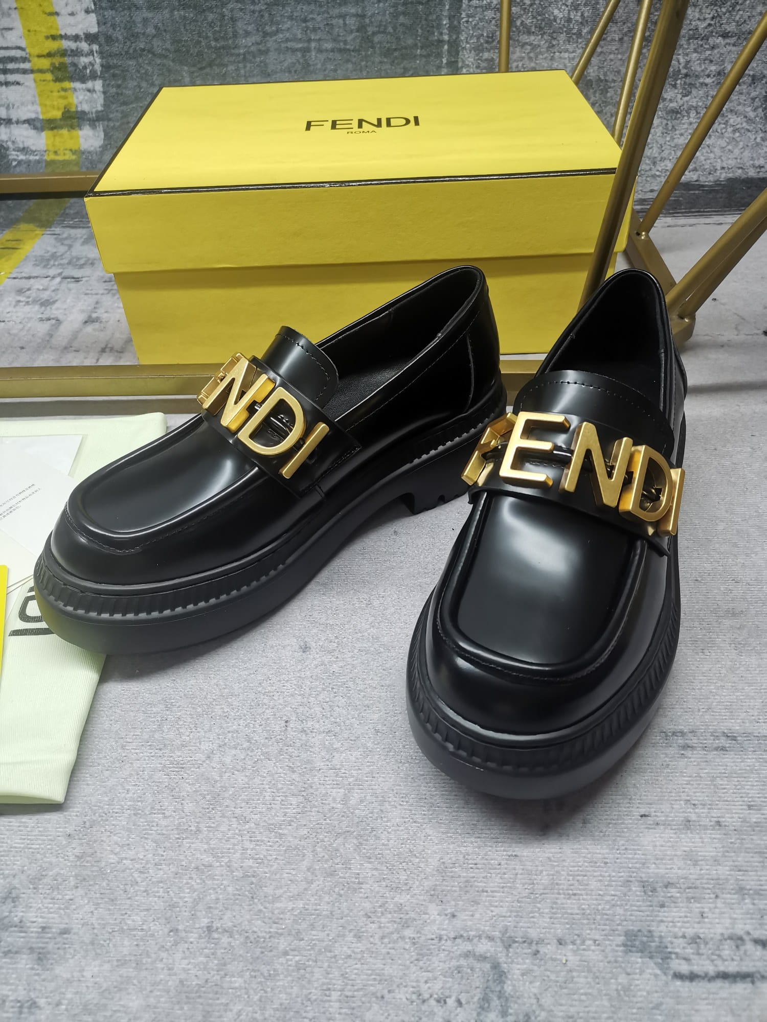 Fendigraphy Smooth Leather Loafers Black