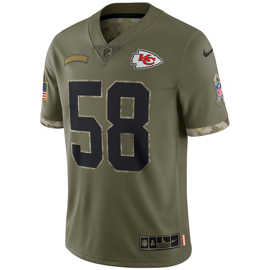 Derrick Thomas Kansas City Chiefs Salute To Service Retired Player Limited Jersey - Olive