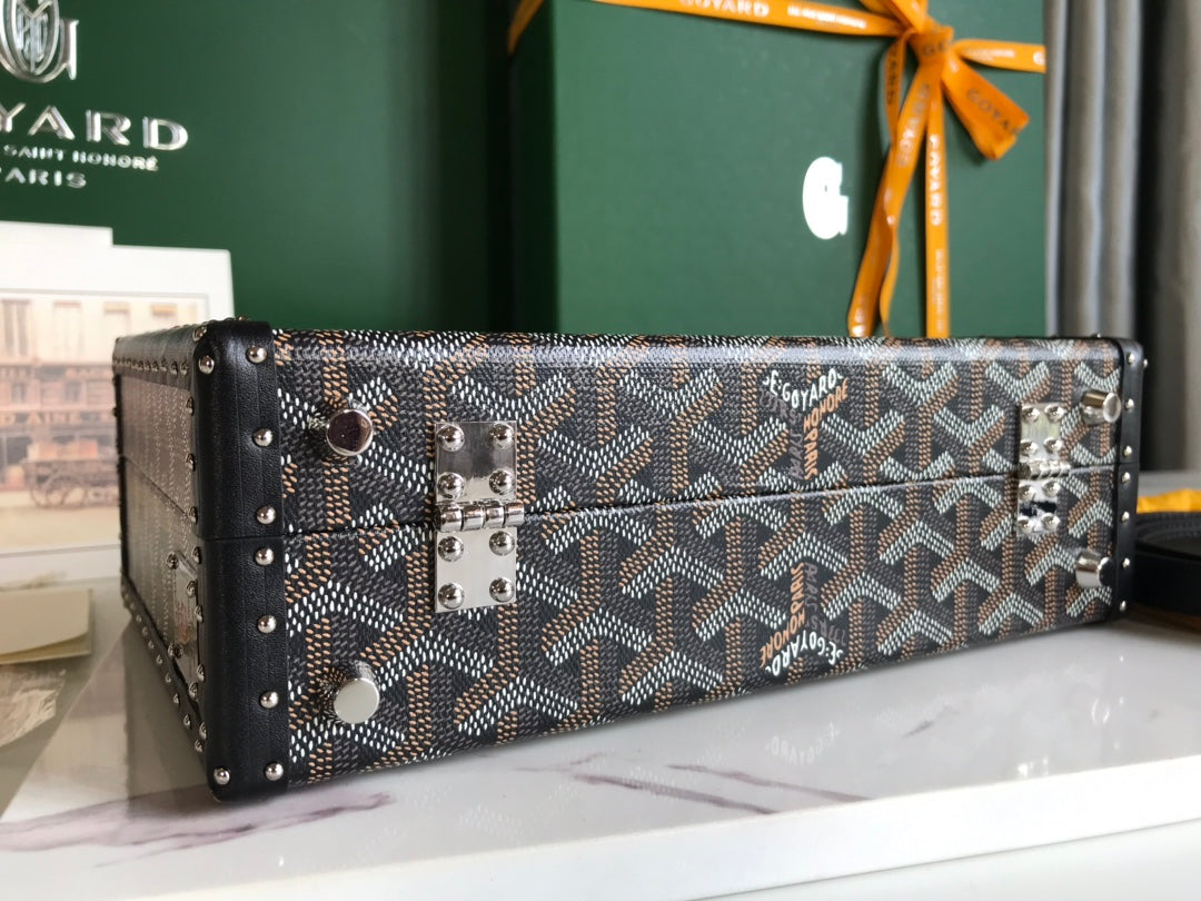 Goyard Grand Hôtel Trunk Bag 24.5cm Black Goyardine Canvas And Calfskin