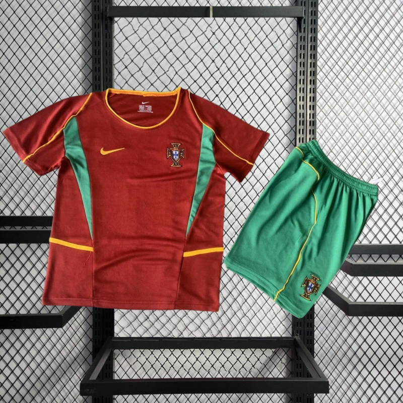 Retro kids 2002 kids Portugal Home football jersey retro