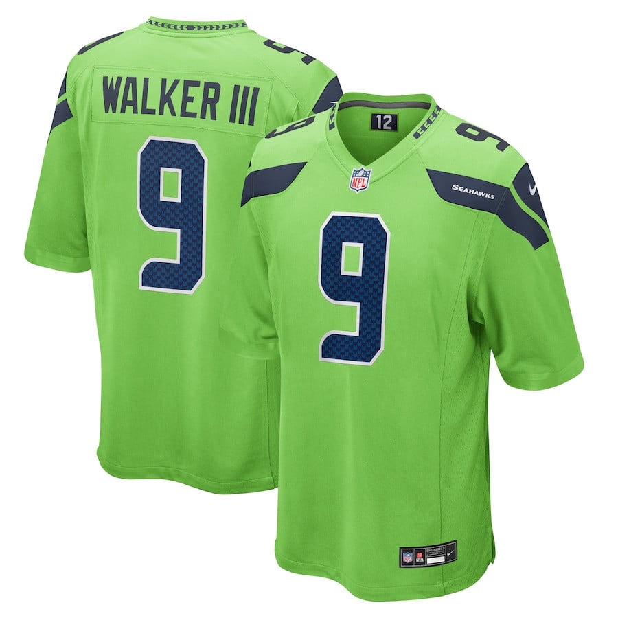 Kenneth Walker III #9 Seattle Seahawks Game Jerey - Men's, Neon Green - National Football League 2024