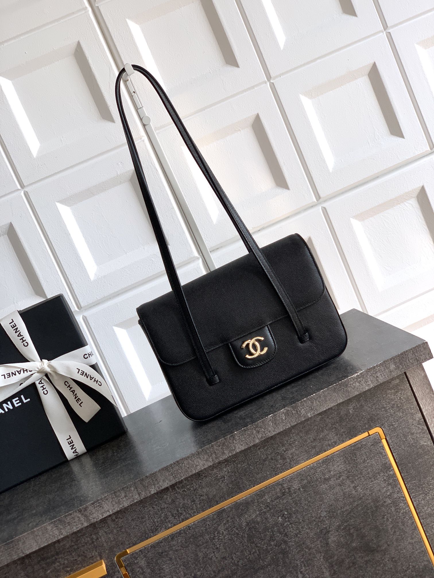 CHANEL Calfskin Flap Shoulder Bag
