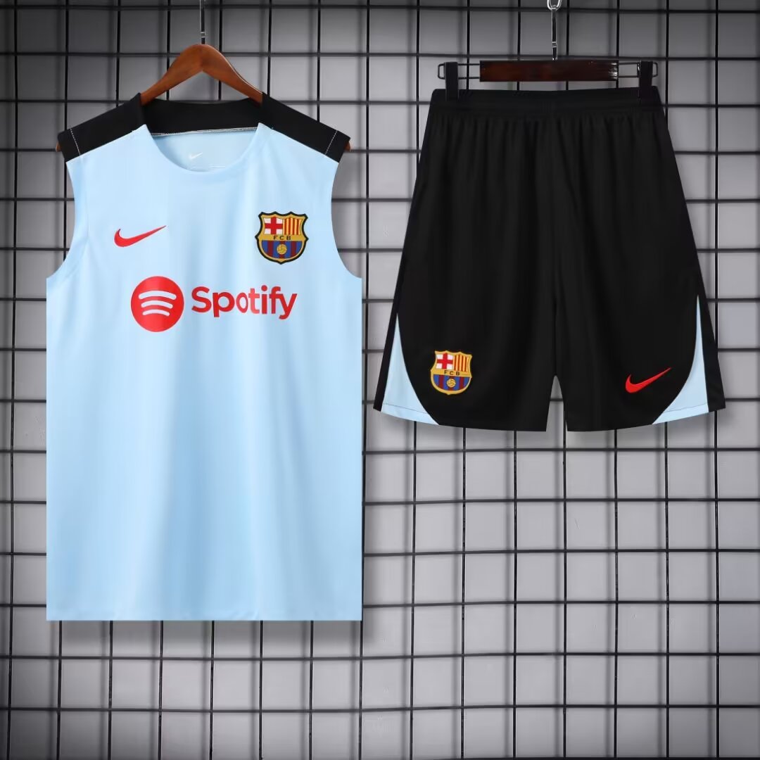 2024/2025 Barcelona Pre-match Training White Jersey+Shorts 1:1 Thai Quality