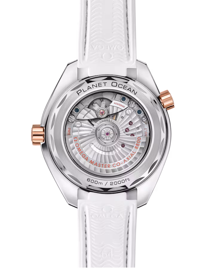 Omega Seamaster Planet Ocean 600M 39.5mm White Dial Stainless Steel and Sedna™ 18k Rose Gold Strap 215.23.40.20.04.001