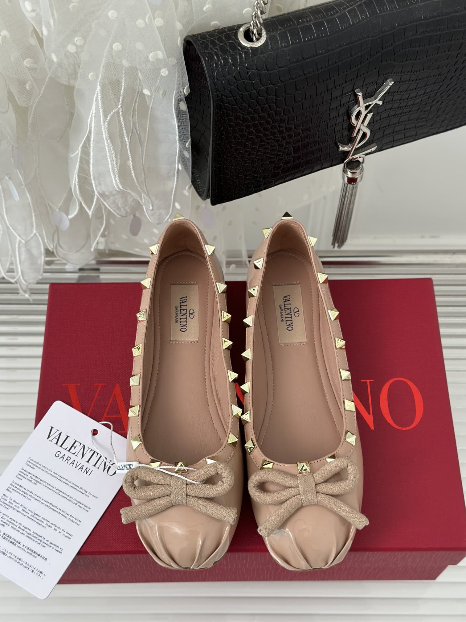 Valentino Garavani Rockstud Patent Leather Ballerina Rose Cannelle 3W2S0Hq5Vnw Gf9