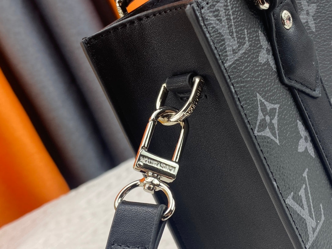 Louis Vuitton Sac Plat Mini Grey And Black Leather 22Cm