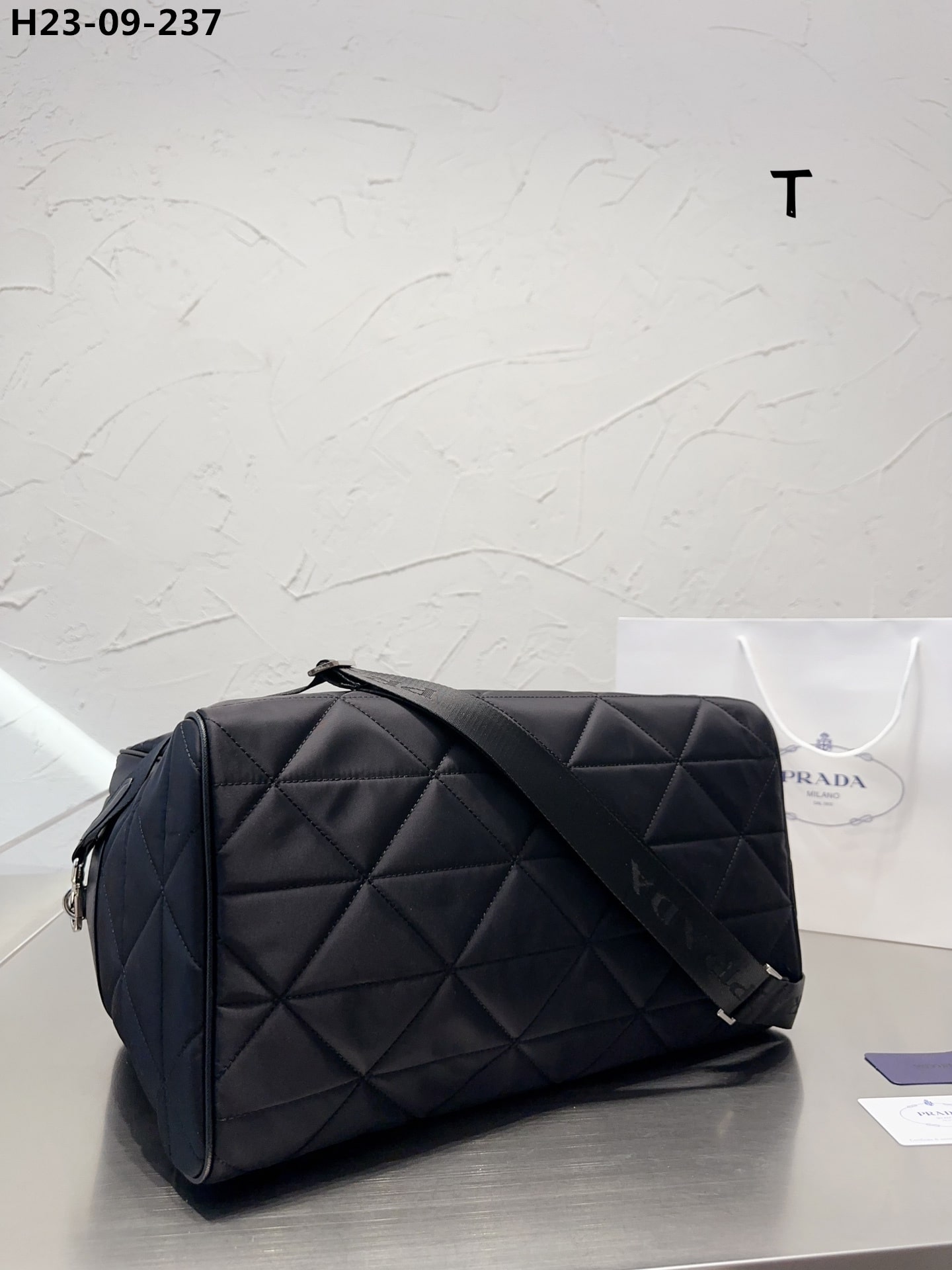 Prada Quilted Re Nylon Travel Bag Black 43Cm
