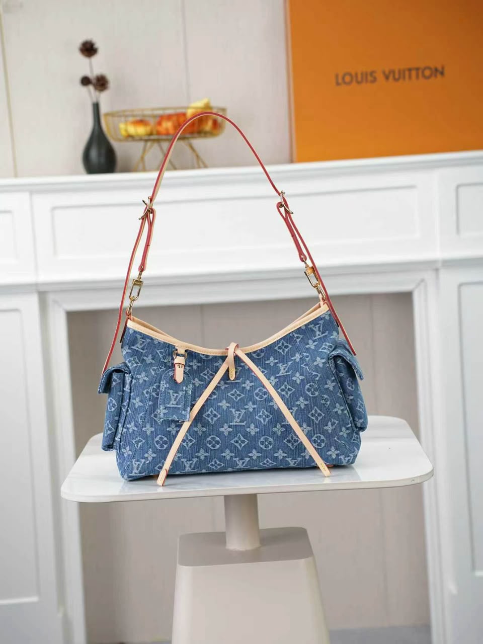 Louis Vuitton Carryall Cargo PM Bag Blue Denim 33.5cm M28287