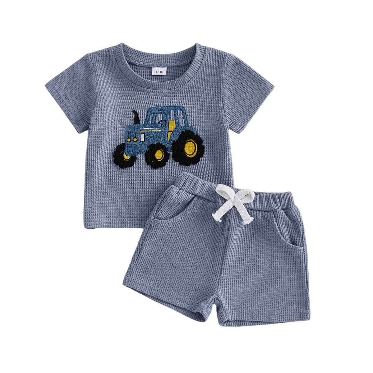 Short Sleeve Tractor Waffle Toddler Set