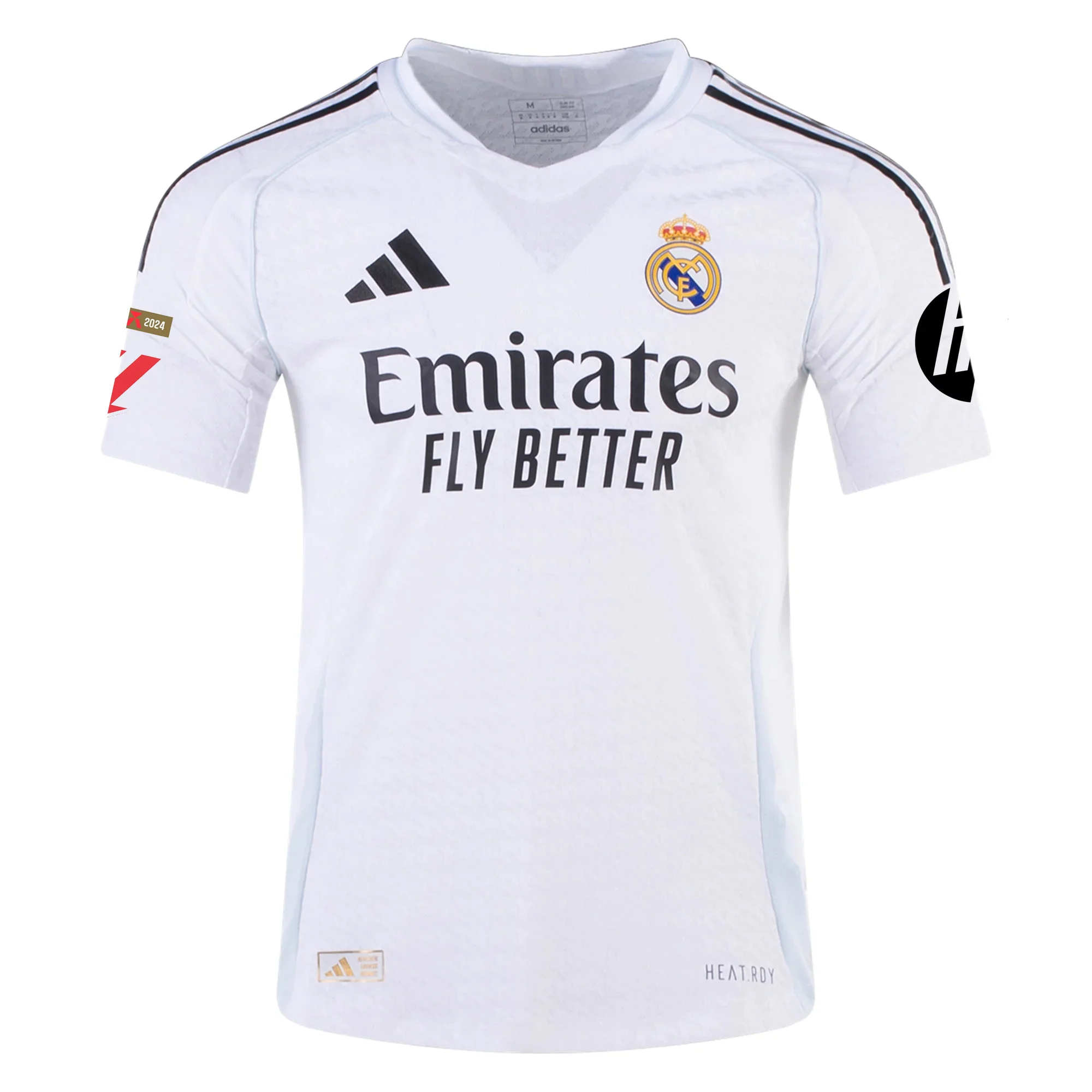 adidas Mbappé Real Madrid Authentic Home Jersey w/ La Liga Patches 24/25 (White/Black)
