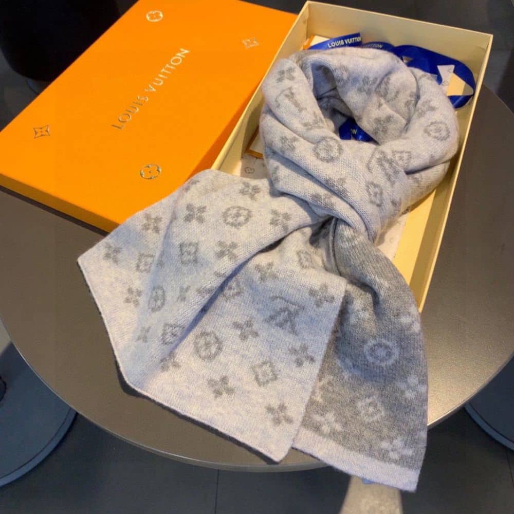 Louis Vuitton Cachecol Monogram Denim Scarf Light Grey