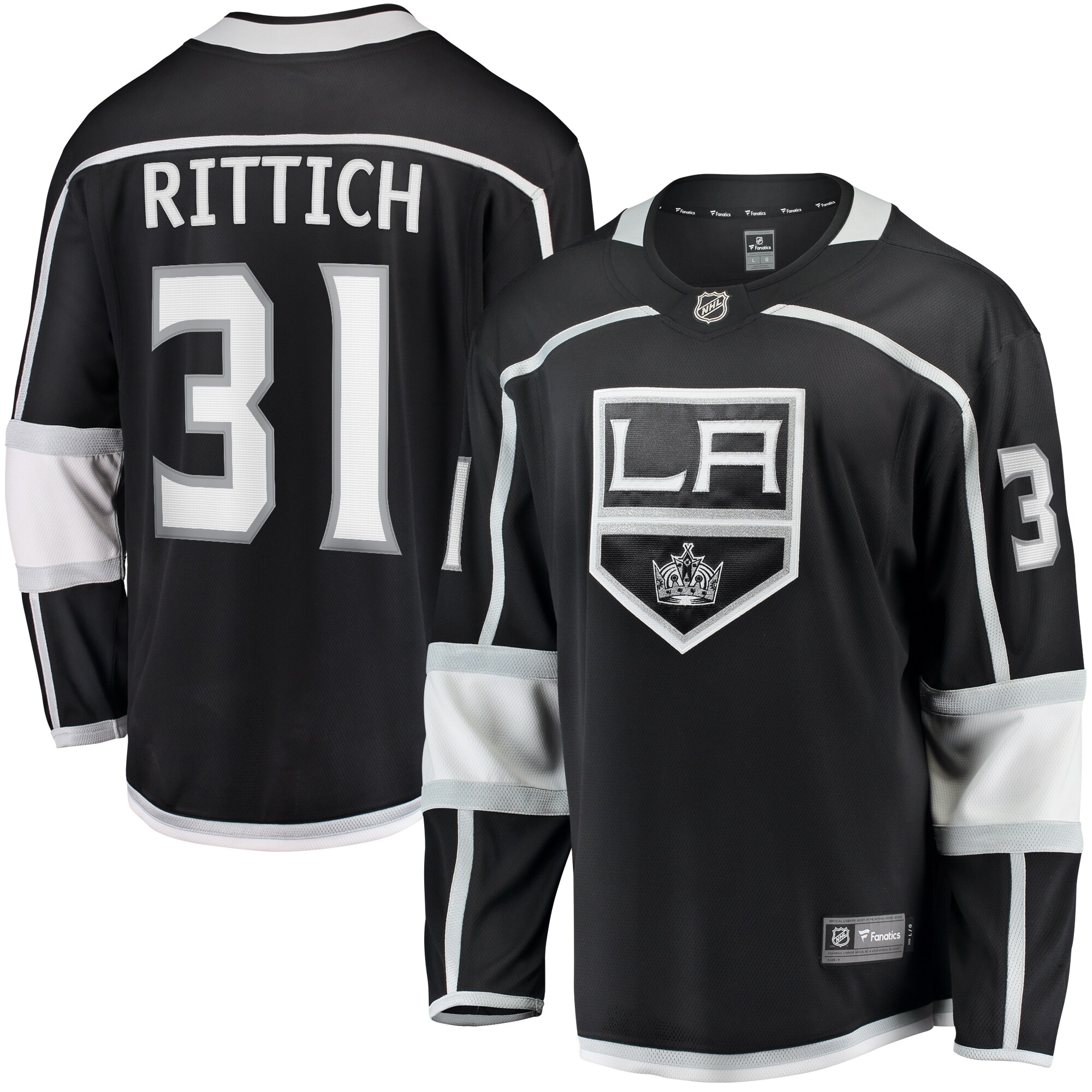 David Rittich Los Angeles Kings Fanatics Home Premier Breakaway Player Jersey – Black