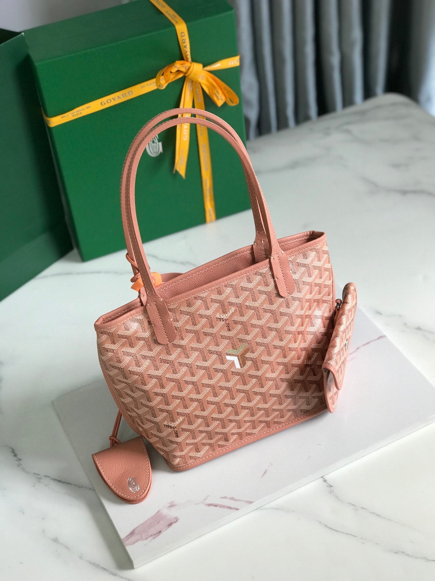 Goyard Anjou Mini Bag 20cm Manhattan Pink Calfskin And Goyardine Canvas