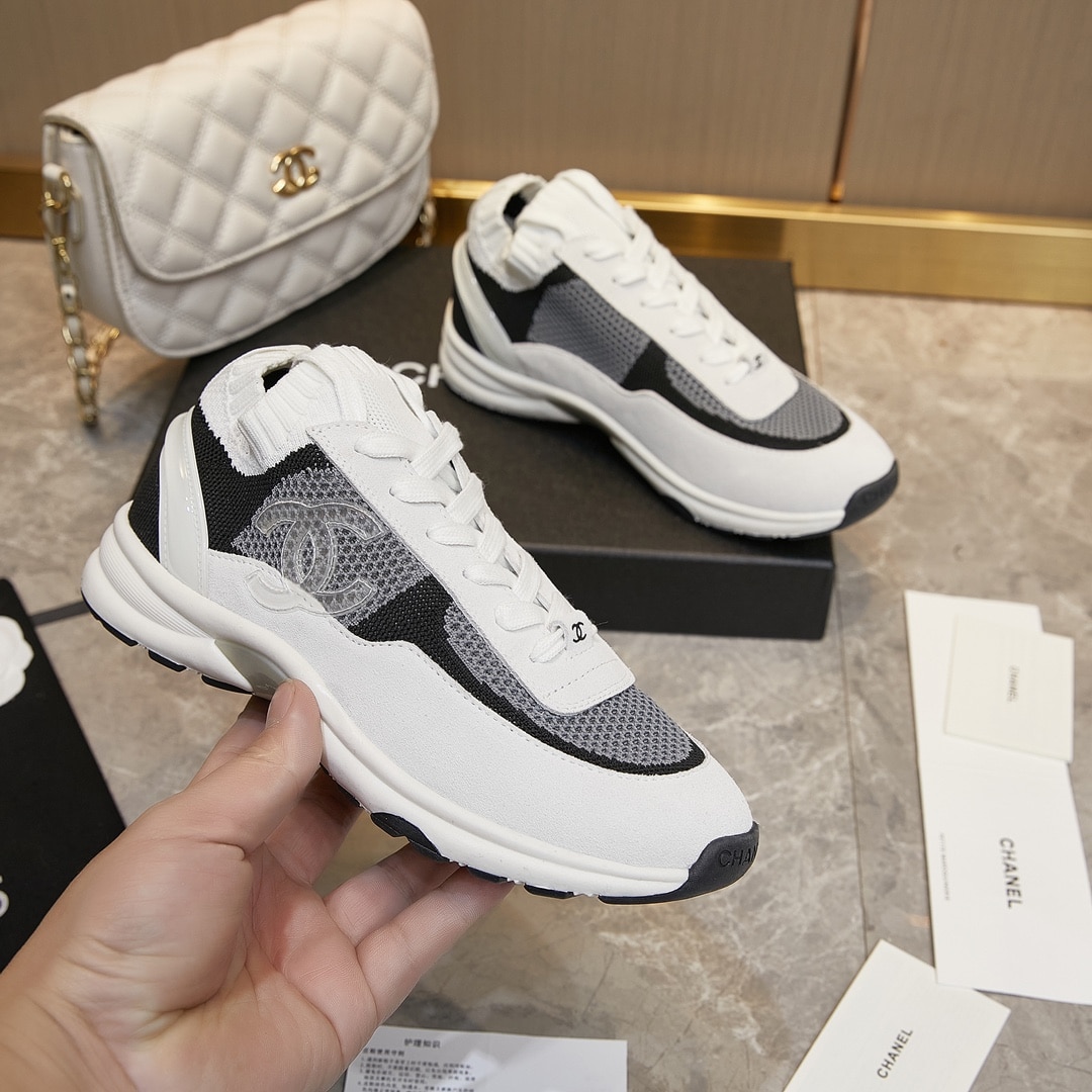 Chanel Cruise Sock Sneakers White Black