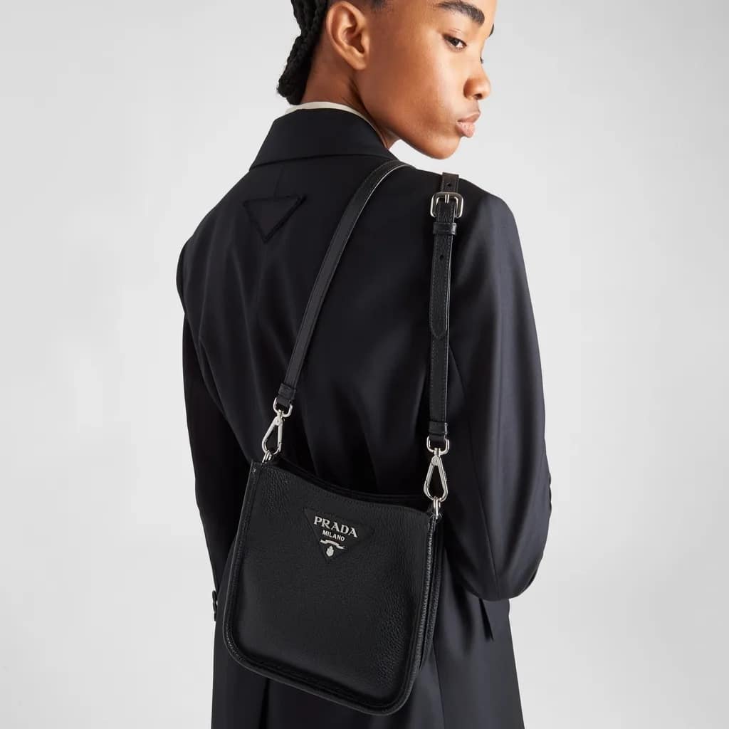 Prada Mini Leather Shoulder Bag Black 20Cm 1BH191 2DKV F0002 V 3OO