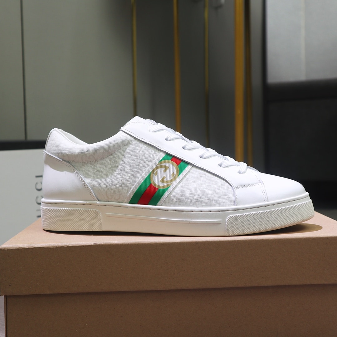 Gucci Gg Supreme White Sneaker Gg With Web