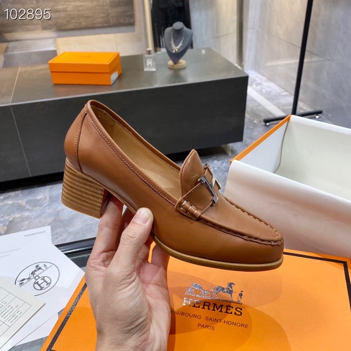 HERMES DAUPHINE 70 LOAFER BROWN