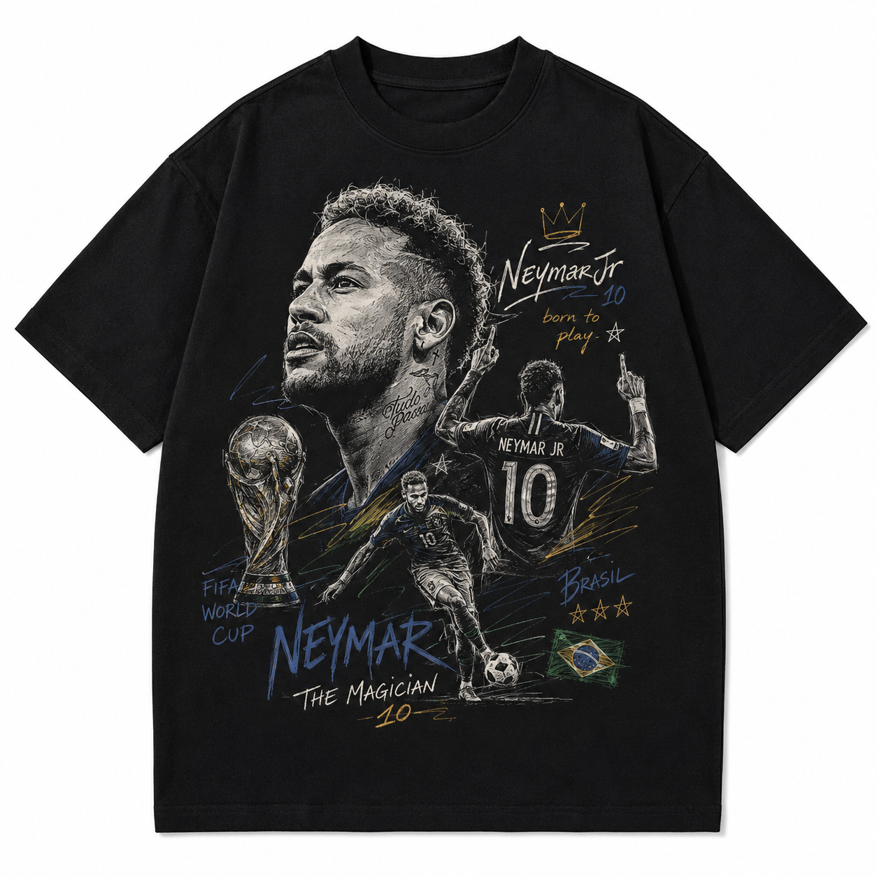 Neymar World Cup Printed T-Shirt  Unisex Loose Fit T-Shirt 100% Cotton Soft Comfortable Summer Casual Printed Top