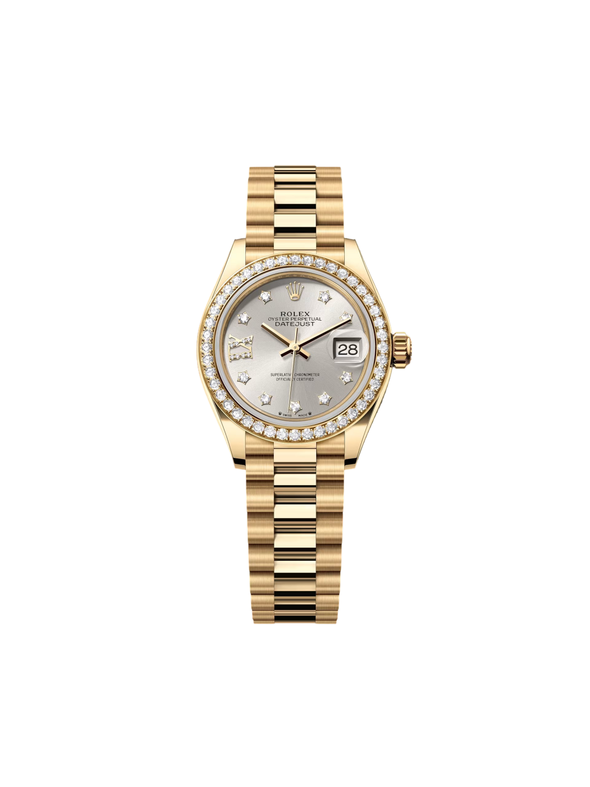 Rolex Lady-Datejust 28mm 279138RBR Silver Dial President Bracelet Watch