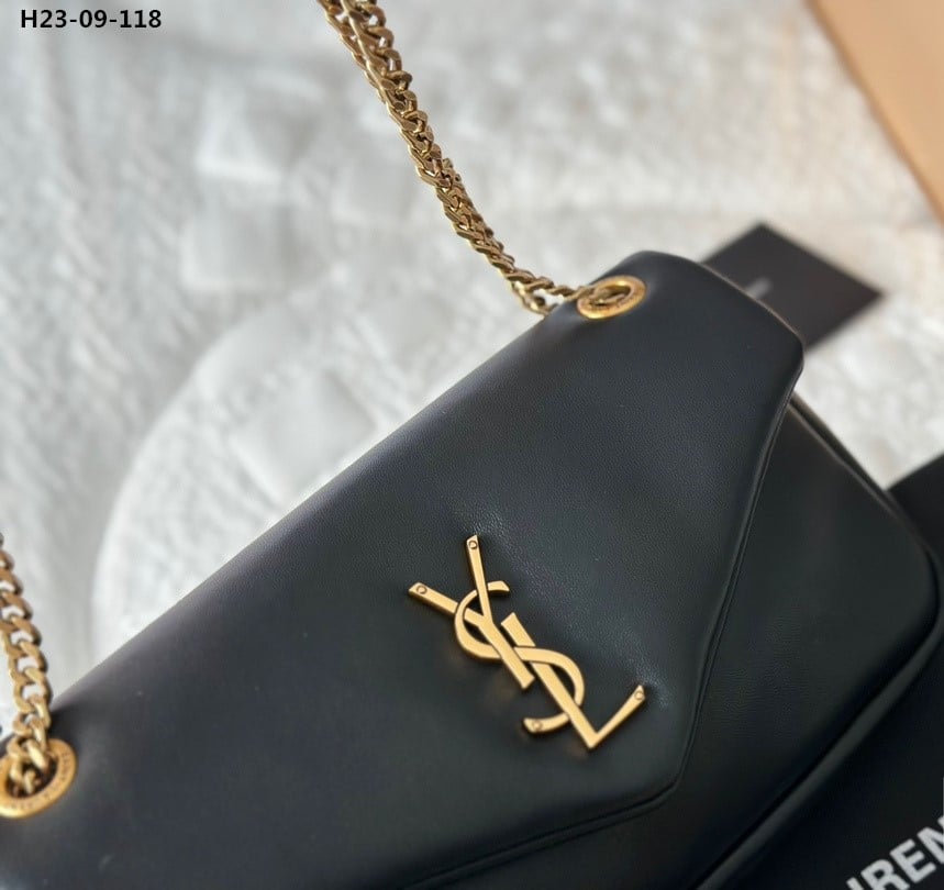 Saint Laurent Calypso Padded Leather Shoulder Bag Black 25Cm