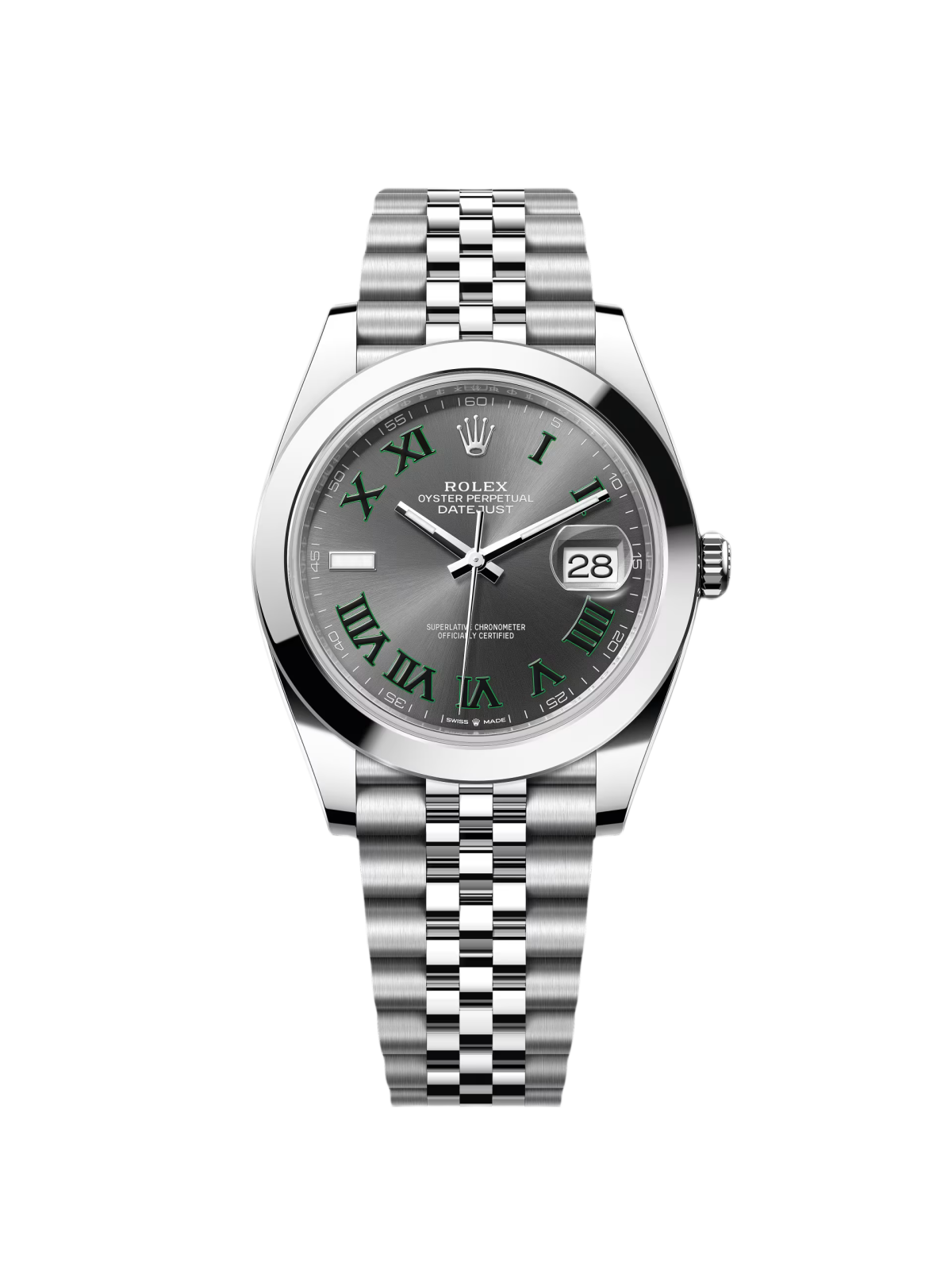 Rolex Datejust 41mm 126300 Slate Roman Oyster Stainless Steel Watch