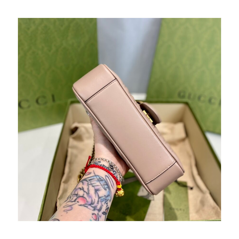 Gucci GG Marmont Matelasse Chevron Leather Mini Bag Nude Pink