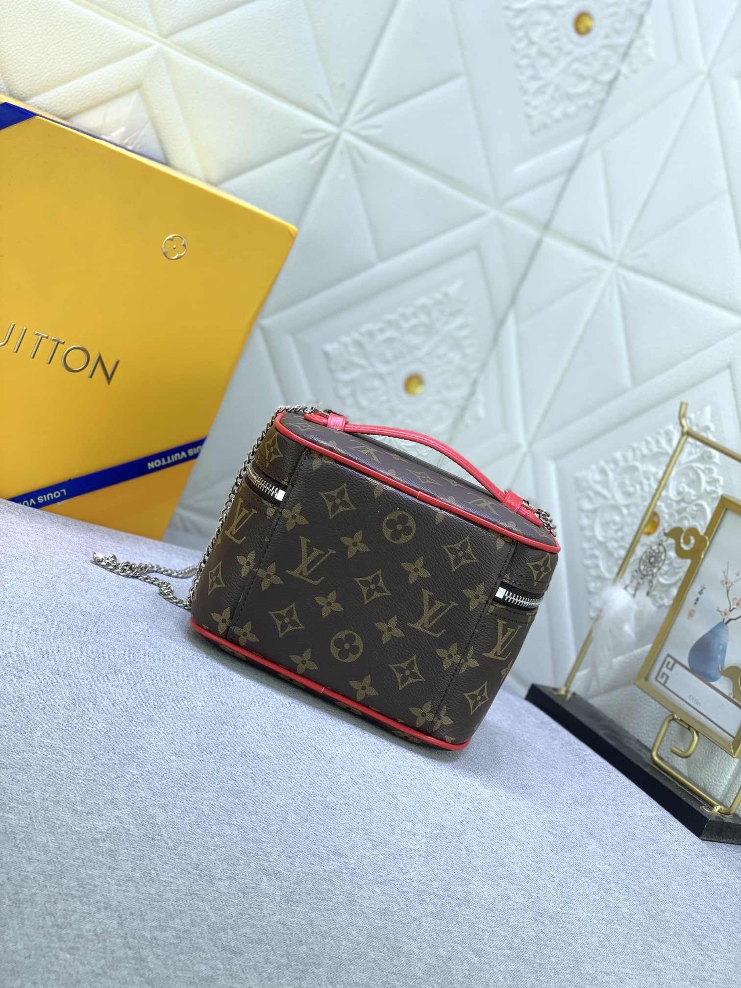 Louis Vuitton Nice Mini Monogram Canvas Red 20Cm M46766