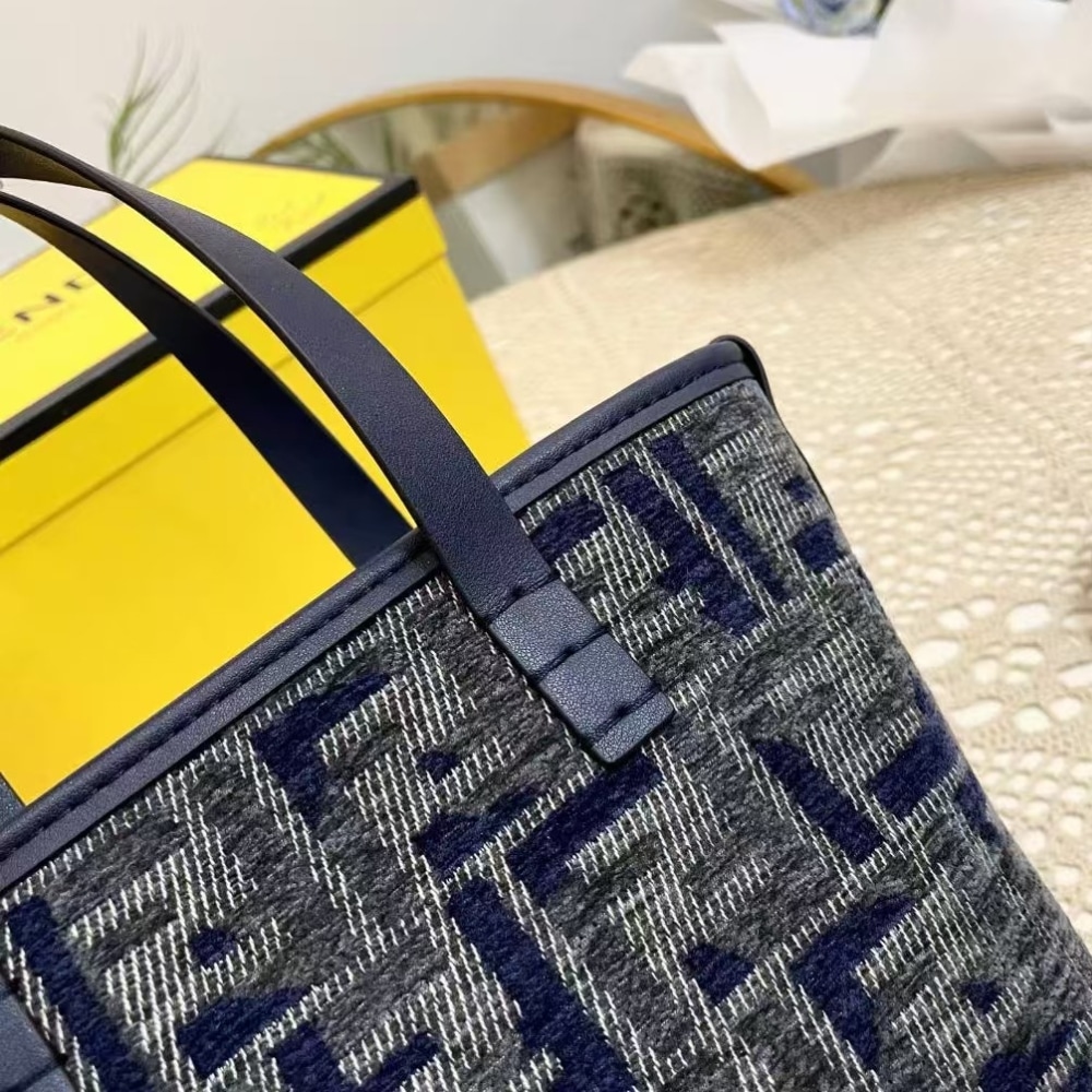 Fendi Roll Mini Ff Chenille Bag Dark Blue 16Cm 8Bs096Asu1F1Pqk