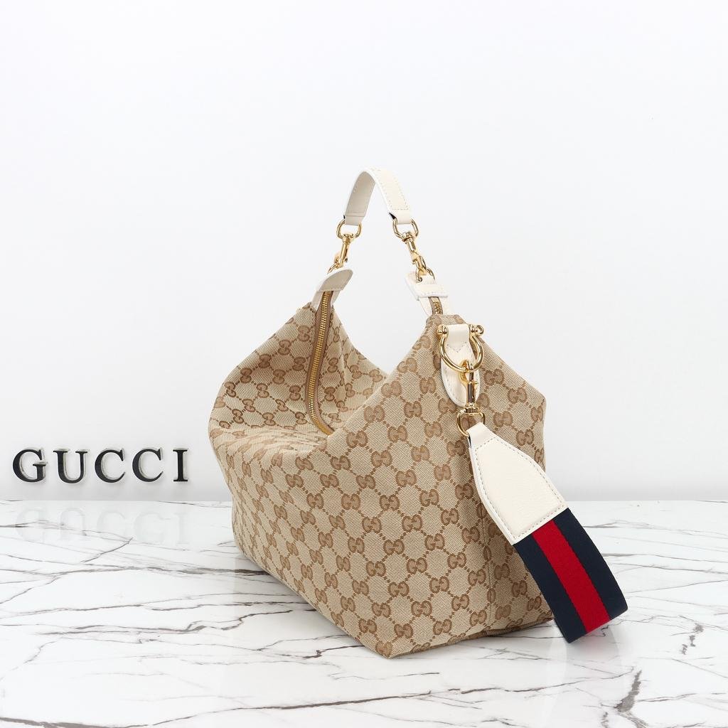Gucci Brera Medium Crossbody Bag 33cm/13in Sand And Dark Brown GG Canvas A00B4O