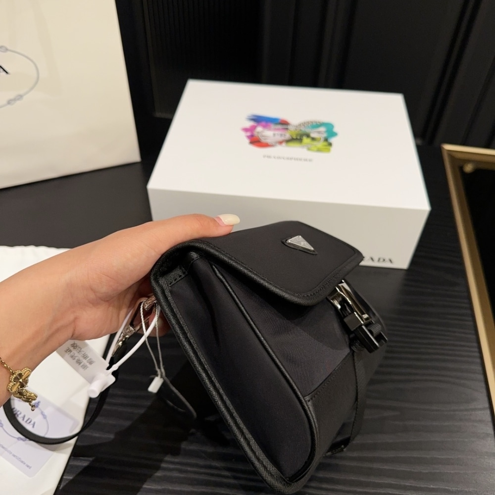 Prada Re Nylon And Saffiano Leather Smartphone Case Black 14Cm