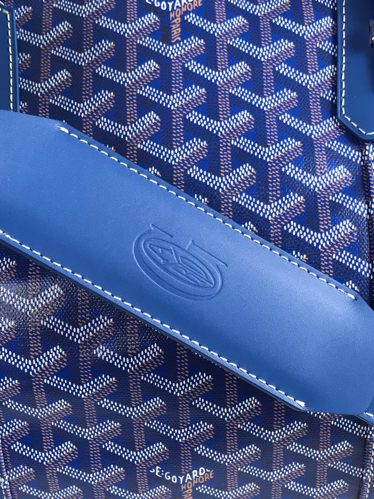Goyard Boston 50 Bag Cm Sapphire Blue Goyardine Canvas And Calfskin Trim