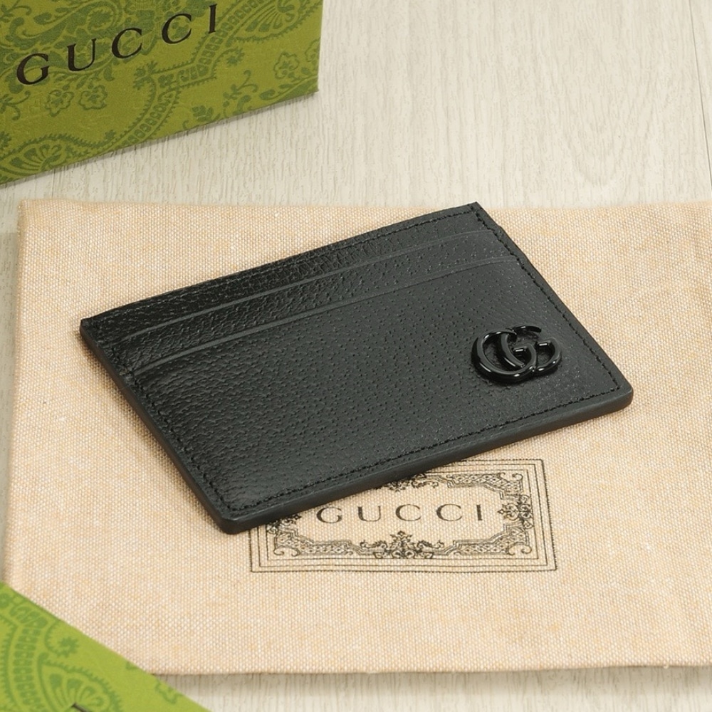 Gucci GG Marmont Card Case Black Leather 10Cm ‎657588 1T56F 1000