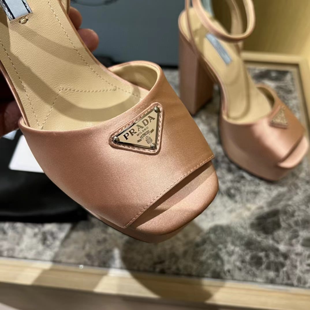 Prada High-Heeled Satin Sandals Pink