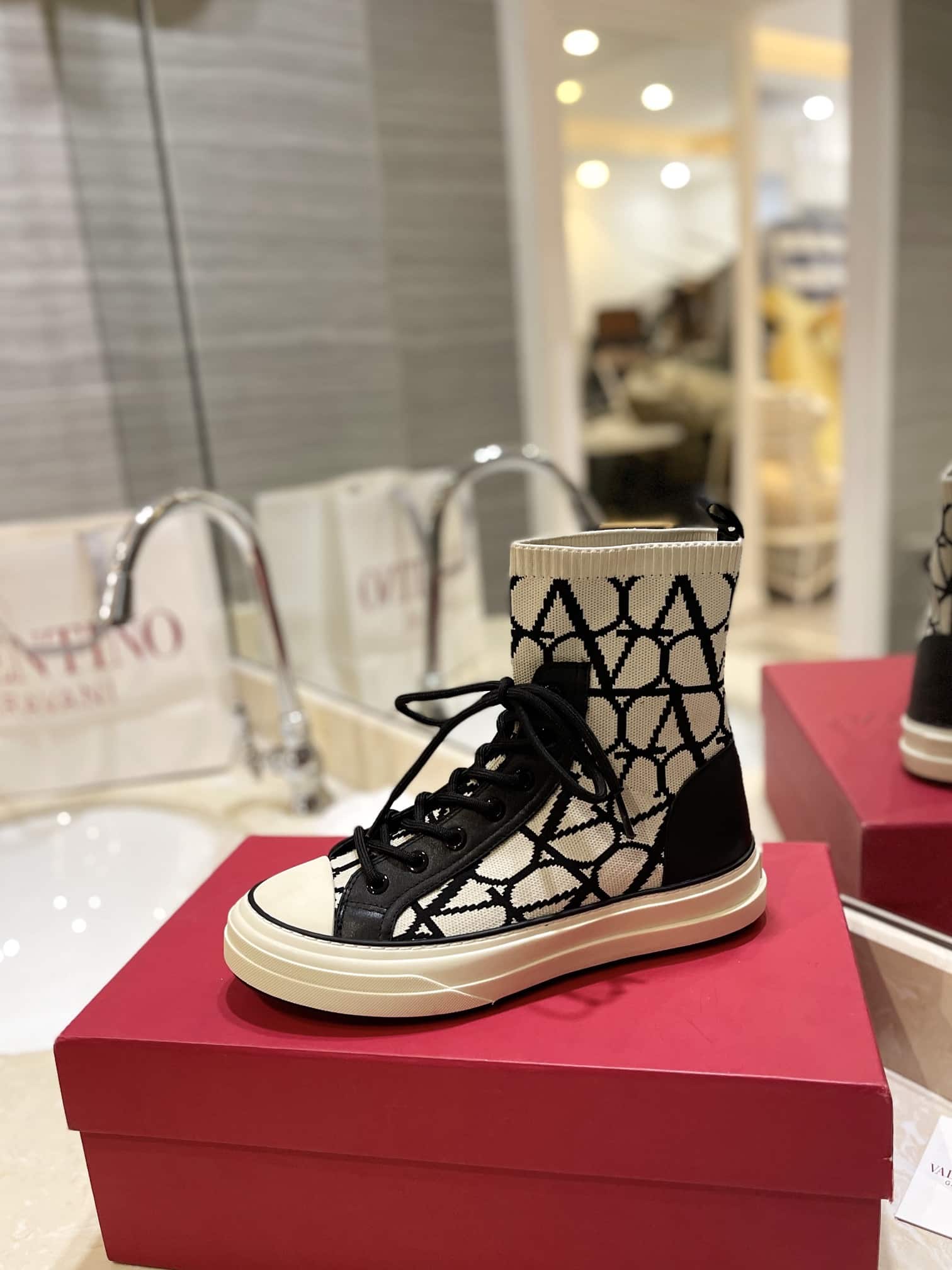 Valentino Garavani Toile Iconographe Socks Sneakers White