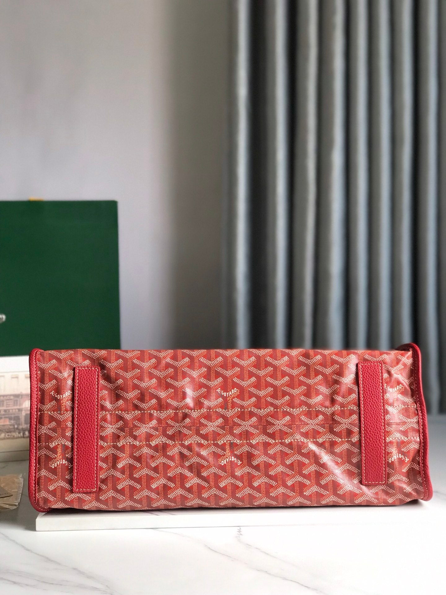 Goyard Hardy Pm Bag 40 Cm Red Goyardine Canvas And Taurillon Leather Trim